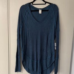 Free People Teal Long Sleeve Top